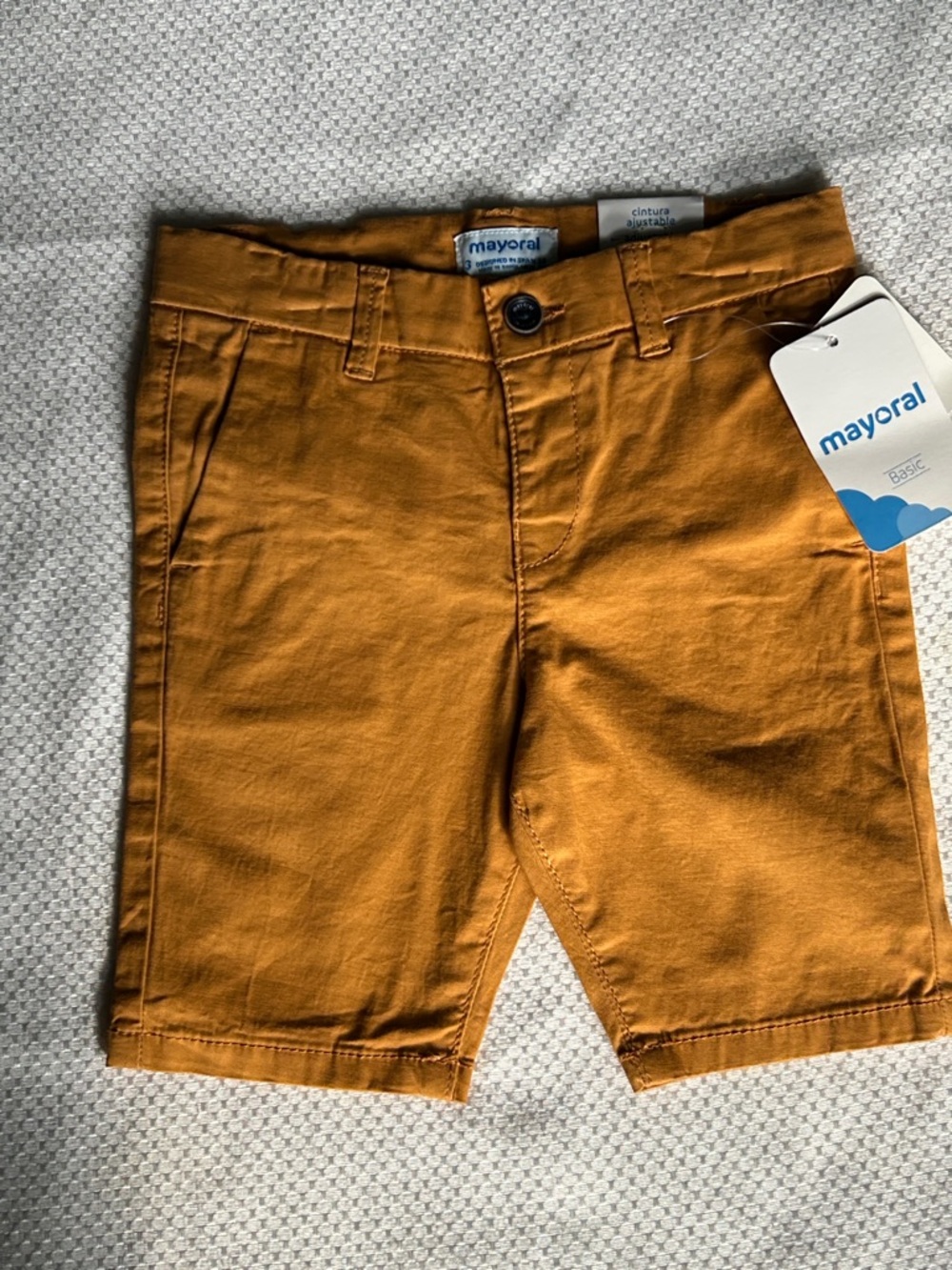 Mayoral Boy’s Pumpkin/Mustard Yellow Flat-Front Cotton Shorts. NWT . Sizes 2-9.